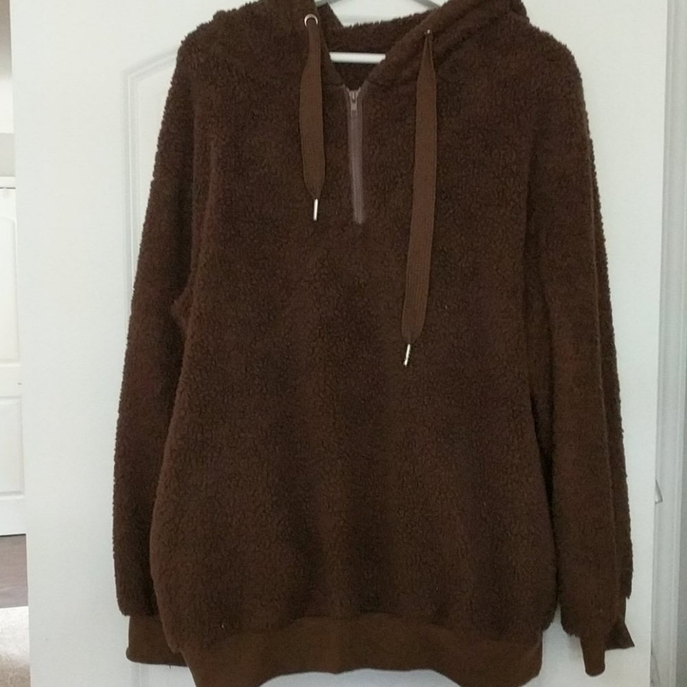 Fuzzy hooded sweatshirt